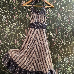 American Vintage Navy and Pink Floral Midi Dress